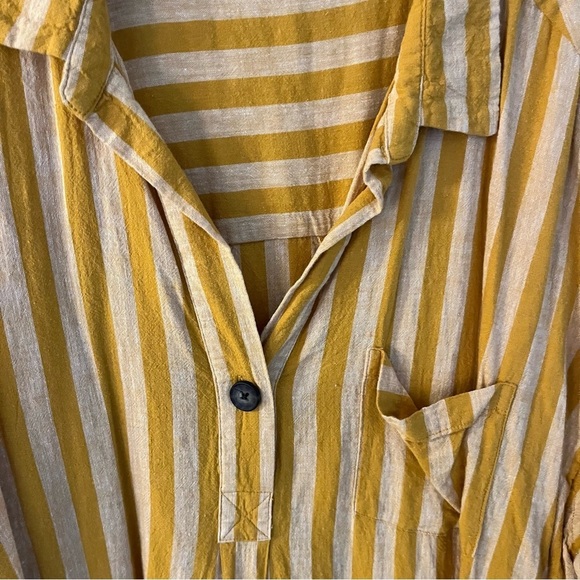 Old Navy Linen Blend Mustard Striped Lagenlook Tunic Sz XXL - Picture 9 of 10